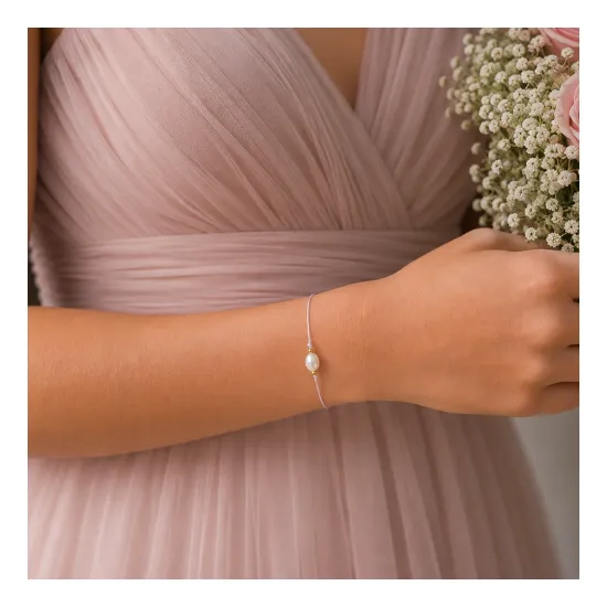 Bransoletka z naturalną perłą na Wieczór Panieński | Personalizowany prezent dla Druhen Team Bride | Pamiątka Wieczoru Panieńskiego